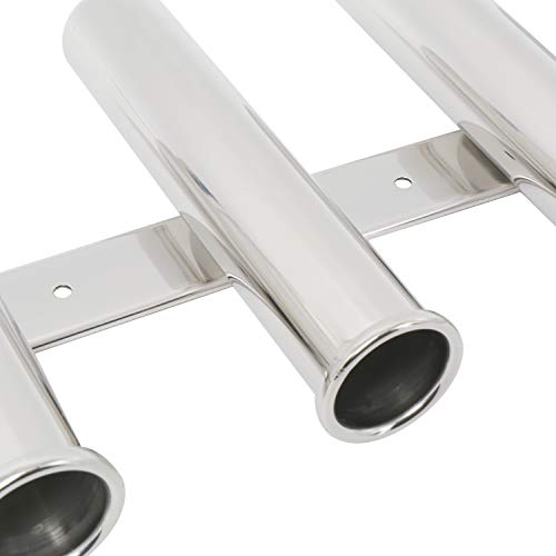 Amarine Made 5 Tube Stainless Steel Fishing Rod Rack Mirror Finish 316 Stainless Steel 5 Rod Rack