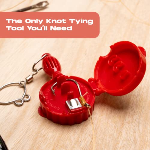 HOOK-EZE Fly Fishing Accessories - Fishing Knot Tying Tool for Tying Fishing Line to Hooks - Fishing Gear and Equipment, Gadget to Tie Knots Quick and Easy - Fishing Gifts for Men - color: Red