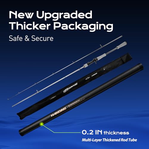 HANDING Pioneer Fishing Rod 2-Piece Baitcaster Rod & Spinning Rod | Ideal for Bass Trout Walleye Freshwater All-Purpose Rod. 24T Carbon Fiber EVA Handle Titanium Oxide Guide Rings - size: 6' - M - Moderate Fast-2pcs