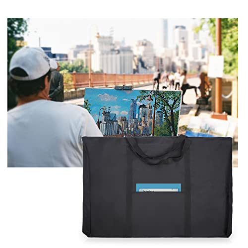 JJRING Dacron Light Weight Art Portfolio Tote Bag, 25'' x 37'' for 24'' x36'' Black Carrying Storage Case For Poster, Sketching, and Drawing - size: 24''*36''