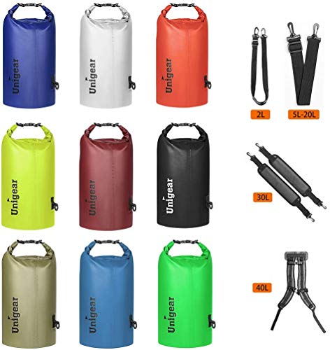 Unigear Dry Bag Waterproof, 2L/5L/10L/20L/30L/40L Floating and Lightweight Bags for Kayaking, Boating, Fishing, Swimming and Camping with Waterproof Phone Case - color: grey, size: 5L