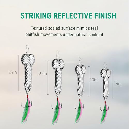 Gag Fishing Lures Set Metal Luminous Sequin Spoons Funny Top Water Bass Fishing Lures Fishermen Gear Spinner Baits Freshwater Saltwater Equipment Fishing Hook for Fishing Lover Men - color: Silver