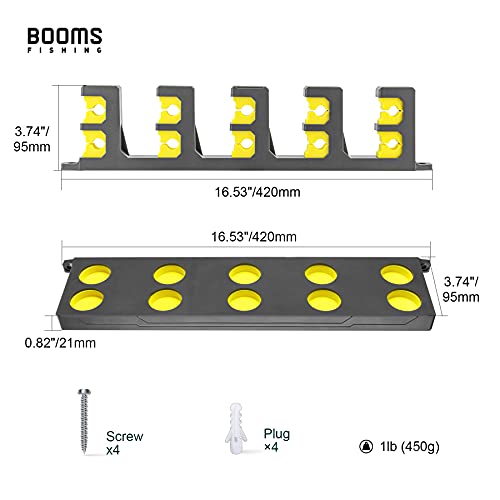 Booms Fishing Rod Holder for Garage: Wall Mount Fishing Pole Holders for Garage | Fishing Rod Rack Holds Up to 10 Rods, Vertical/Horizontal/Ceiling Fishing Pole Racks, WV4 Gray + Yellow - color: Gray + Yellow