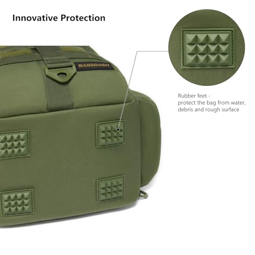 BASSDASH Convertible Fishing Backpack Sling Bag with Rod Holder, Adjustable Tactical Water-Resistant Tackle Storage Pack FP07 - color: Army Green, size: Large