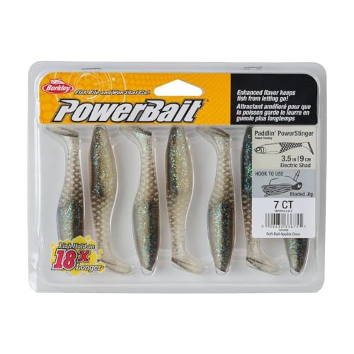 Berkley PowerBait Paddlin' PowerStinger Fishing Soft Bait - color: Electric Shad, size: 3 1/2"