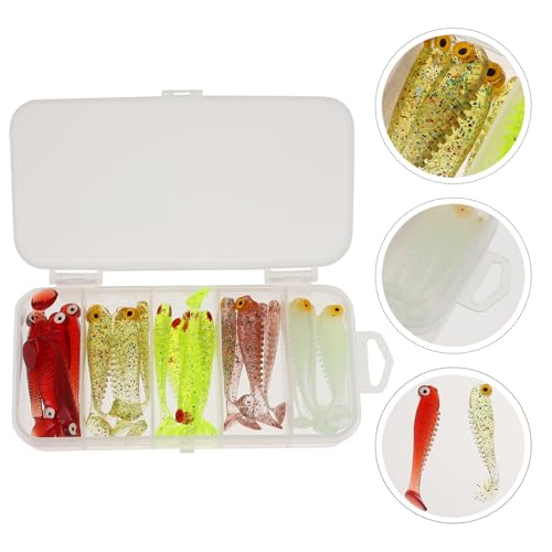 HEMOTON 30pcs Soft Paddle Tail Fishing Lures with T-Tail, Vivid Simulation Artificial Fish Baits with Scented Soft Plastic, Fishing Accessory Kit for Freshwater and Saltwater Random Color
