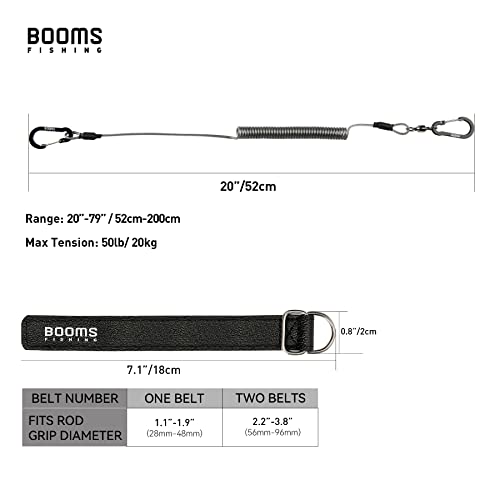 Booms Fishing T02 Fishing Pole Tether, Kayak Paddle Leash, Paddle Board Fishing Accessories, Heavy Duty Fishing Lanyard for Fishing Tools/Rods/Paddles - color: Multicolor with 7.1" RB1 Belt, 3pcs