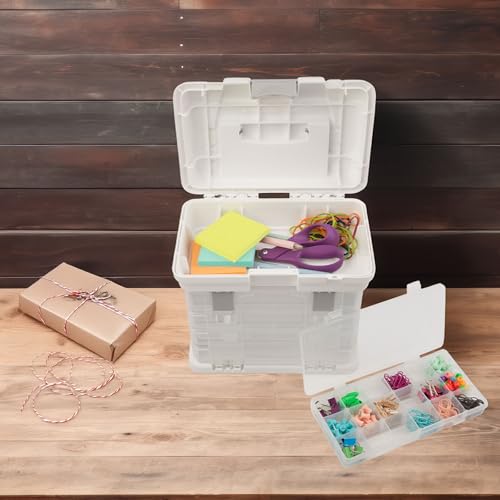 Stalwart Portable Tool Box Small Parts Organizer with Drawers, White - color: White
