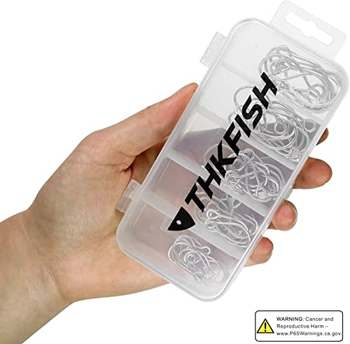 THKFISH 50pcs/100Pcs Box Inline Single Hooks Replacement Fishing Hooks for Lures Baits Inline Circle Hooks Large Eye with Barbed Saltwater Freshwater #2#1 1/0 2/0 3/0 - color: 100pcs-silver