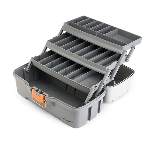 Plano Three-Tray Tackle Box Panfish Kit, Light Grey/Dark Grey, Rust-Proof Brass Latch, Top-Access Tray with Deep Storage, Made in the USA, Portable Fishing Gear Storage Organizer - style: Panfish