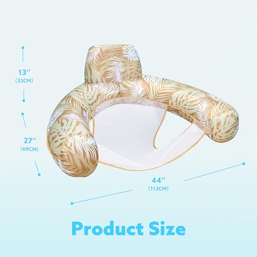SLOOSH Inflatable Pool Floats Adult,Lounge Chair Adult with Plant Pattern,Floating Water Hammock,Blow up Pool Noodles Rafts for Relaxing Swimming Party Summer Water Beach Lake Fun - color: Champagne