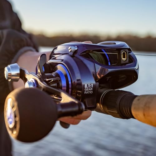 Piscifun Alinox 400 Baitcaster Fishing Reel, 38Lbs Max Drag Aluminum Alloy Frame Baitcasting Reel, Available in 6.6:1/8.1:1 Gear Ratio, Freshwater and Saltwater Low Profile Casting Reel for Musky - color: Bluish-violet - 6.6:1, style: Left Hand Retrieve