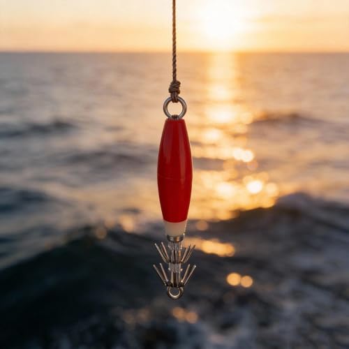Glow Squid Jigs Kit, 10 Pcs-Maximize Your Night Catch with These High-Intensity Glowing Lures. Saltwater-Ready, Durable Hooks Included in a Convenient Tackle Box for Instant Fishing.