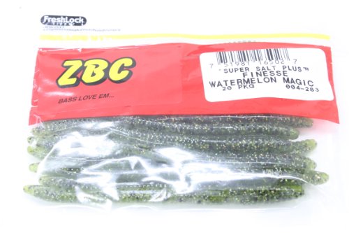 Zoom Bait Finesse Worm Bait-Pack of 20 - color: Watermelon Magic