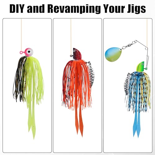 OROOTL Silicone Jig Skirts Spinnerbait Skirt Replacement Bass Fishing Lures for DIY Spinner Baits Buzzbaits Squid Jig Accessories - color: G-Skirts-10pcs