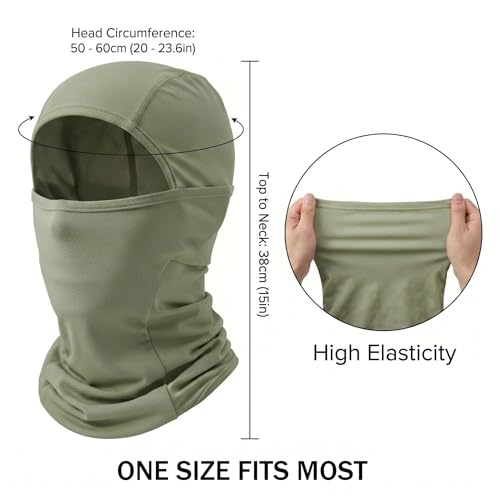 Balaclava Face Mask Sun UV Protection, Summer Cooling Breathable Full Face Mask for Motorcycle Skiing Cycling Fishing - color: Army Green