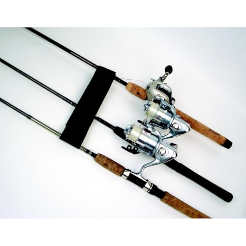 Attwood 12760-7 Boat Deck Rod Holder Set — for Up to 5 Rods, 10-Inch Handle Strap, 6-Inch Rod Tip Strap, Stainless Hardware, Black (Pack of 6) - size: 1 x 10" strap, 1 x 6" Strap (Pack of 6)