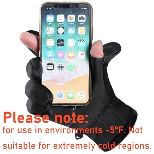 Women's Men's Winter Gloves, Cold Weather Warm Gloves,Running,Hiking,Fishing,Hunting,Finger Touch Screen Gloves - color: Black, size: X-Large
