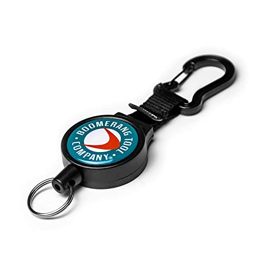 Boomerang Tool Company Heavy-Duty Zinger with Carabiner for Fly Fishing Gear and Tools- Black
