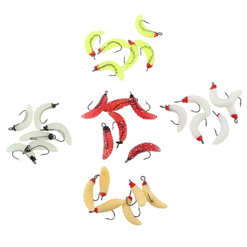 30pcs Soft Maggot Baits Fake Bread Worms, Silicone Baits Bread Worm Fishing Lure, Soft Maggots Fishing Bait for Crappie Bass Trout