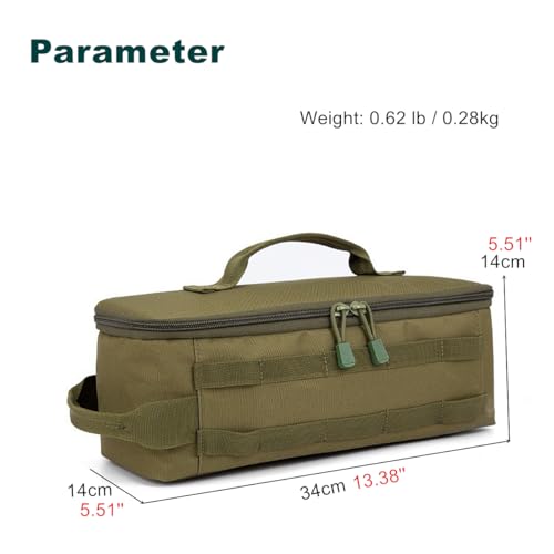 Fishing Tackle Bag Outdoor Camping Cookware Tool Bag Portable Large Capacity Tote Storage Bag Picnic Tactical Soft Case (Military Green(13.38''L x 5.51''W x 5.51''H)) - color: Military Green(13.38''L x 5.51''W x 5.51''H)
