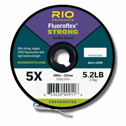 Rio Products Fly Fishing Tippet, Fluoroflex Strong Leader, 100% Fluorocarbon for Trout, 30YD Spool - size: 5X