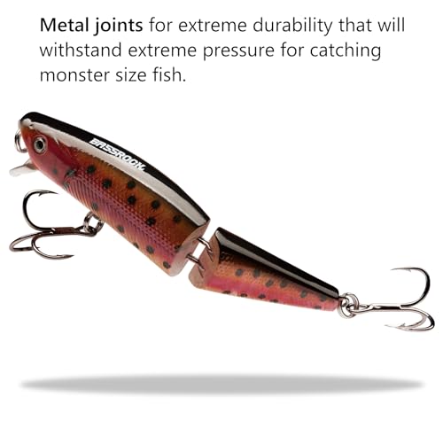 BASSROCK Minnow Swimbait Bass Trout Fishing Lure with Movable Lip Hard Bait 3.5” 1/2oz - color: Rainbow