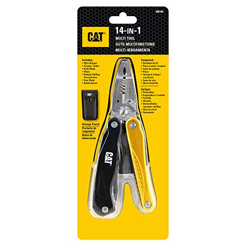 CAT 14-in-1 Multitool Pliers, Wire Stripper, Multi Purpose Electricians Pliers, Aluminum Handles and Stainless Steel Tools, Storage Pouch, Safety Lock - 980104 - size: 14-in-1