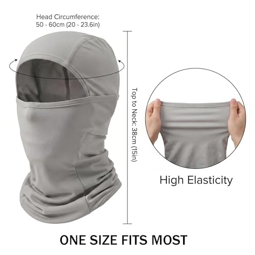 Balaclava Face Mask Sun UV Protection, Summer Cooling Breathable Full Face Mask for Motorcycle Skiing Cycling Fishing - color: Grey