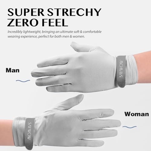 SayWow Driving Gloves Women for Sun UV Protection UPF 50+ Touchscreen Full Finger - color: Grey