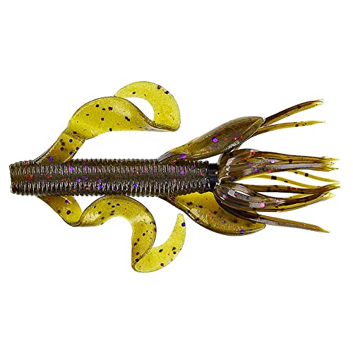 Yamamoto Custom Baits 4" Kreature Soft Creature Bait, 7-Pack, Bass Fishing Soft Plastic Lure, Multiple Colors - color: GREEN PUMPKIN W/ PURPLE & COPPER FLAKE (7 PACK)
