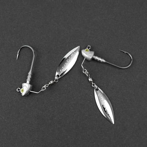 6-Pack Underspin Jig Heads with 100% Brass Blade (Never Rust) - 3/16oz, 1/4oz, 3/8oz, 1/2oz - Bass & Saltwater Fishing - color: Red, size: 1/2oz