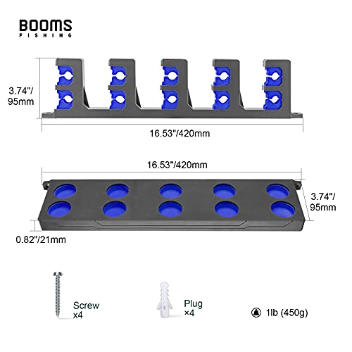 Booms Fishing Rod Holder for Garage: Wall Mount Fishing Pole Holders for Garage | Fishing Rod Rack Holds Up to 10 Rods, Vertical/Horizontal/Ceiling Fishing Pole Racks, WV4 Gray + Blue - color: Gray + Blue