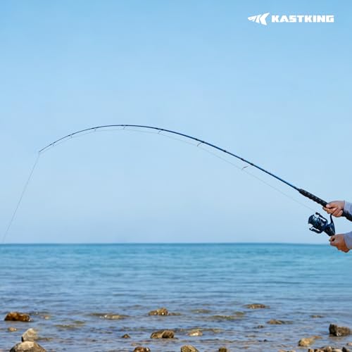 KastKing Kapstan Saltwater Spinning Rod, Boat & Surf Fishing Rod, Lightweight S-Curve Graphite Blanks, Stainless-Steel Double-Foot Guides, Aluminum/Graphite Locking Reel Seat, 2-Piece PTS Rod - style: Spin-10'0"-mh-mf
