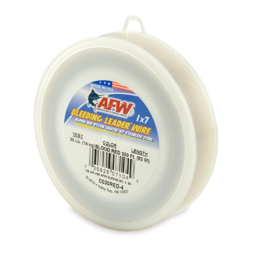 American Fishing Wire Bleeding Leader Blood Red Nylon Coated 1x7 Stainless Steel Leader Wire - size: 300 Feet, 30 Pound Test