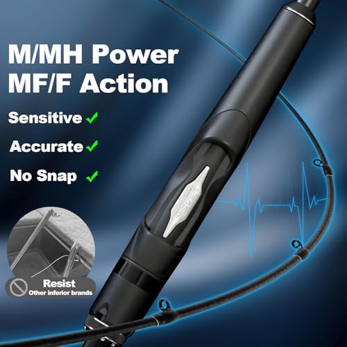 SEASIR Overcast Saltwater Fishing Rod, 2 Piece M/MH, Carbon Fiber | Freshwater Spinning Rod 6'6/7'6/8'/8'6, 36T Carbon Fiber, Fuji O, Bass Catfish Trout Rod - style: S862/2.59m-medium