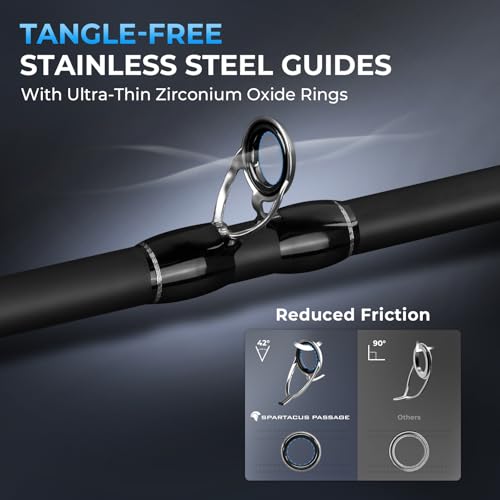 KastKing Spartacus Passage Travel Fishing Rods, Portable 4-Piece Spinning & Casting Rods, Extra Twin-Tip, IM7 Graphite Blanks, Stainless Steel Guides with Zirconium Oxide Rings, EVA Handle - size: 7'0"-M-Moderate Fast(4 Pcs+ Extra Tip), style: Casting