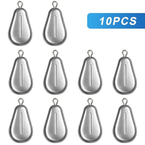 10pcs Fishing No-Roll Sinker Fishing Lead Weights Fishing Sinker Weights Assorted 10g 30g 50g Olive Heart Bass Casting for Catfish Rig, Surf Fishing - style: 50g/1.76oz-10pcs