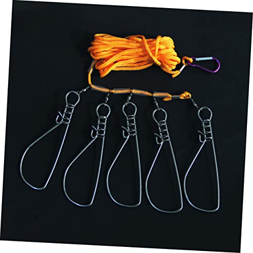 INOOMP 5 Kayak Fishing Accessories Fishing Stringer Live Fish Buckle Lock 5 Snaps Live Fish Buckle Fish Stringer Kit Nylon Ropes 5 Snaps Fishing Lock Fishing Supplies Stainless Steel