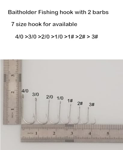 50-100pcs/pack Bait Holder Hooks Barbed Long Shank Hooks with 2 Barbs Fishing Hook - size: 1#-100pcs
