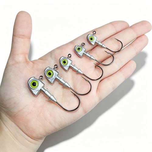 15pcs Swimbait Jig Heads Dual Bait Keeper 3D Eye Salt Fresh Water Soft Lure Hooks Multi Weight Assortment 1/8-1/2oz - size: 1/4oz-15Pack