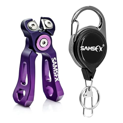 SAMSFX MINI Fishing Line Cutters with Retractors, Braid Scissors,Tungsten Line Cutter that Cut Braid, Mono and Fluoro Lines Clean & Smooth Fly Fishing Equipment - color: Gradient Purple, Offset Cutting Face