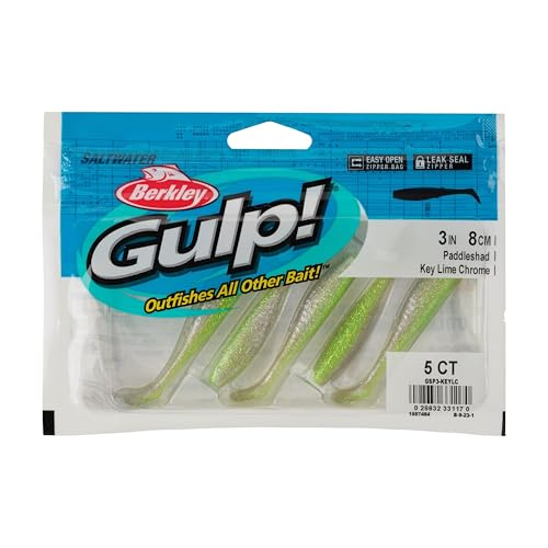 Berkley Gulp! Saltwater Paddleshad Fishing Soft Bait - color: Key Lime Chrome, size: 3"