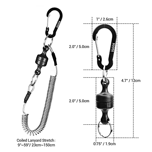 Booms Fishing MRC Magnetic Net Release for Fly Fishing, Magnetic Quick Release Keychain, Magnet Clip Release with Coiled Lanyard or Carabiners - style: 2pcs Magnetic Release & Lanyard