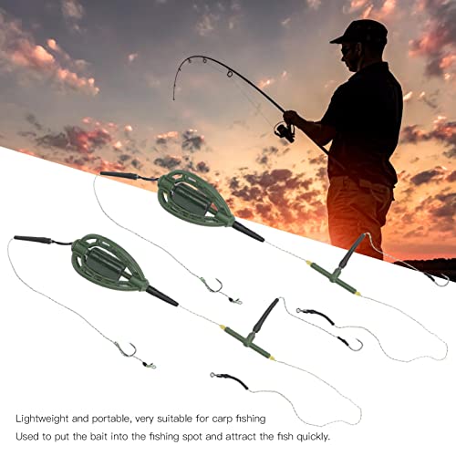 2 PCS Weighted Method Feeders for Carp Fishing, Bait Cage Design | Weighted carp feeder with a secure bait holder cage for stable sinking, targeted bait delivery and long-distance casting