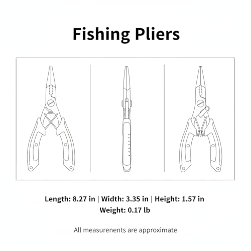 Stainless Steel Fishing Pliers with Line Cutter, Corrosion Resistant Tool for Saltwater & Freshwater Angling, Red Handle
