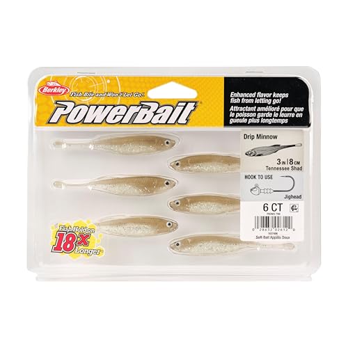 Berkley PowerBait Drip Minnow Fishing Soft Bait - color: Tennessee Shad, size: 3"