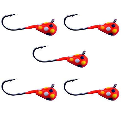 WONDERBREAD Glow Paint D-Style Tungsten JIGS (5-Pack) - color: Red White Yellow Blue Spot Glow Wonderbread, size: 5mm - #8 Hook