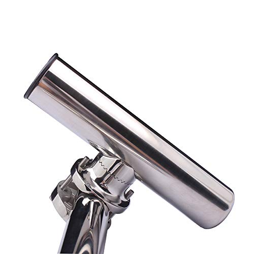 Tournament Style Fishing Rod Holders, Stainless Steel Fishing Rod Holder Clamp-on 1 1/4" to 2" Rails for Boat, Side Mount Rod Holder for Marine Yacht Boat Truck RV