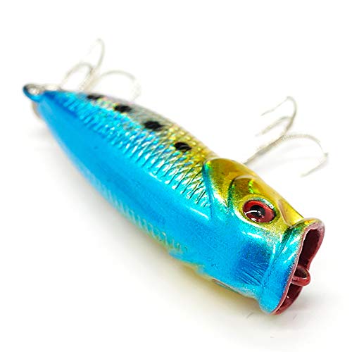 Seasky Fishing Plug Lures Micro Popper Topwater Trout Attack in Freshwater - color: Silver blue